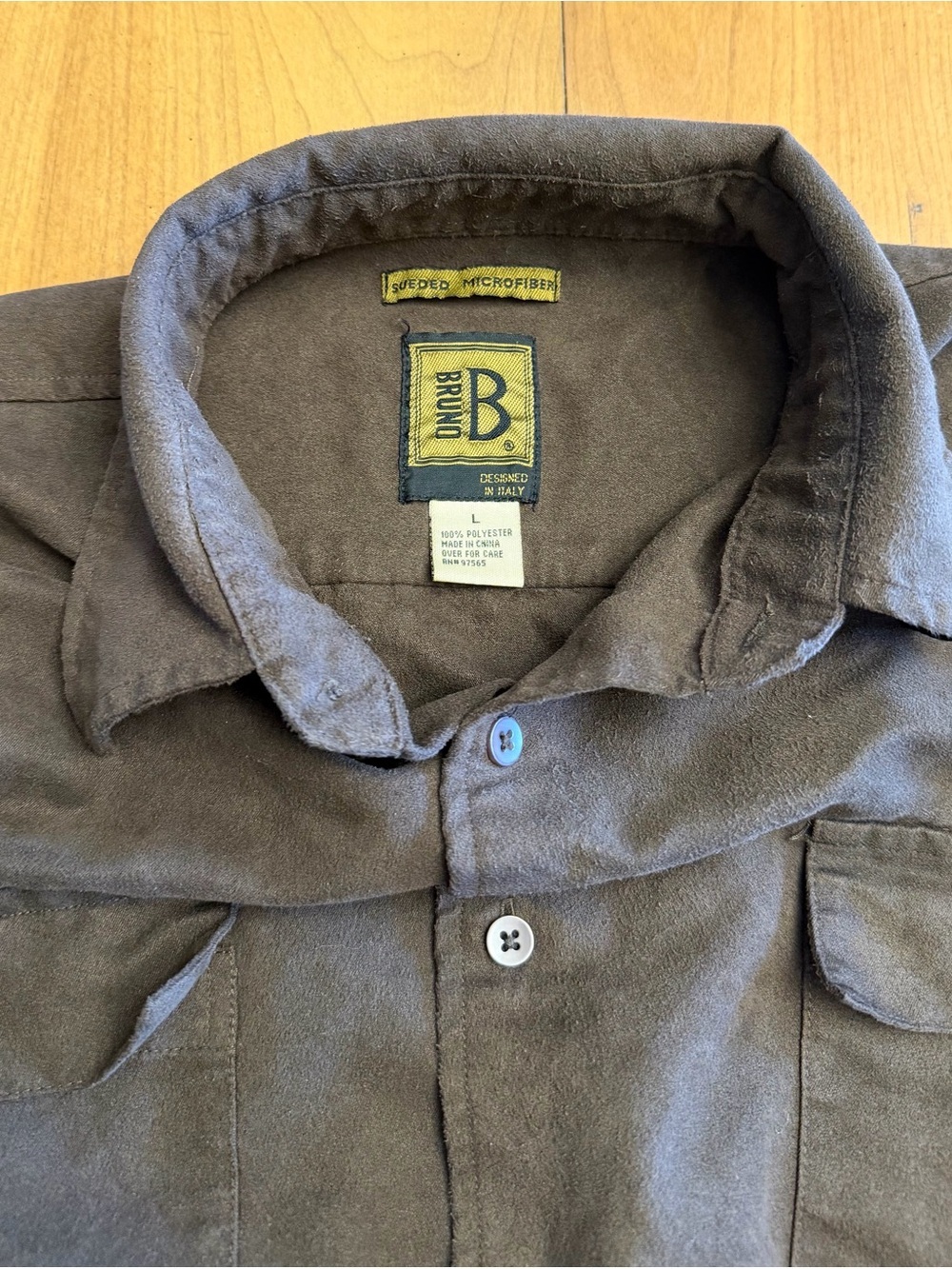 Men's Chocolate Brown Bruno Suede MF Button-Up | L - Picture 7 of 7